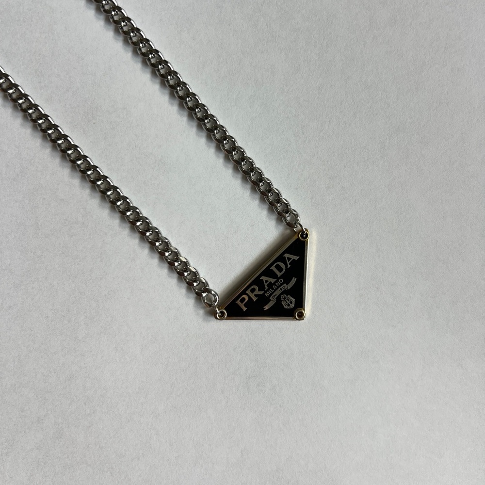 PRADA Triangle Necklace in Black - Picture 2 of 3